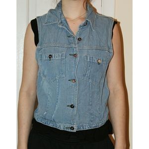 Indigo Hand brand blue bean button up vest